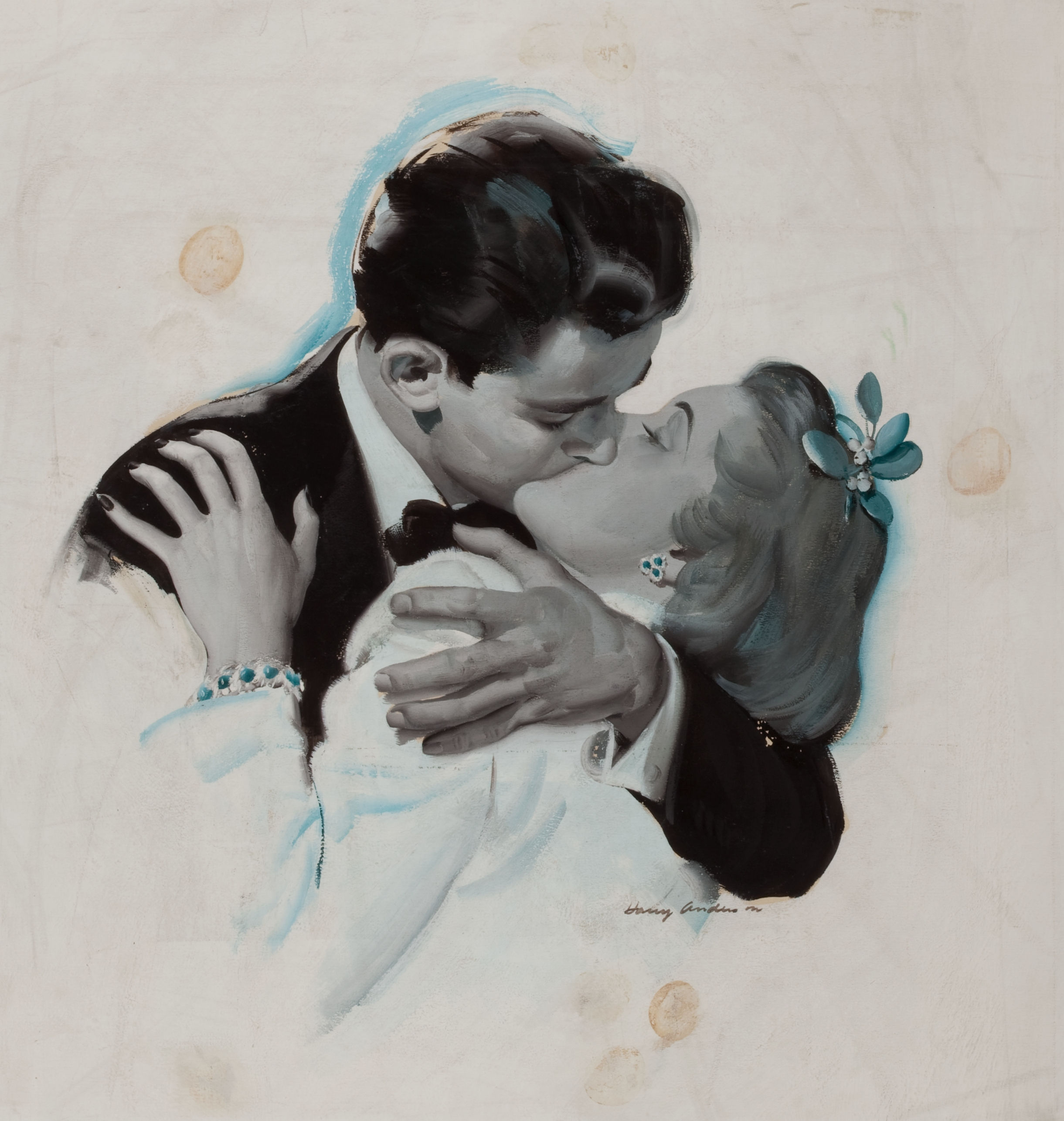 Young Lovers, Original Illustration Art by Harry Anderson, 1950's
